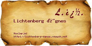 Lichtenberg Ágnes névjegykártya